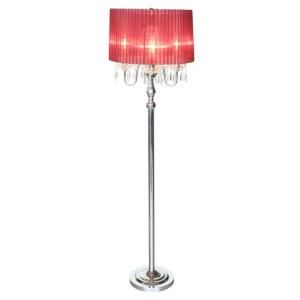 Elegant Designs 61 in. Trendy Sheer Red Shade Floor Lamp with Hanging Crystals LF1002 RED