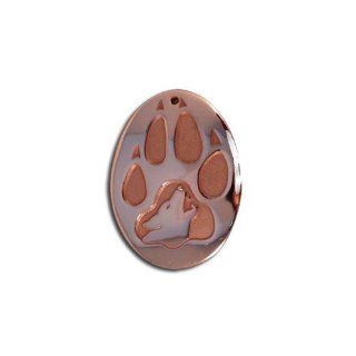 Copper Wildlife Wolf Print Pendant. Made in USA. Barry Burger Jewelry