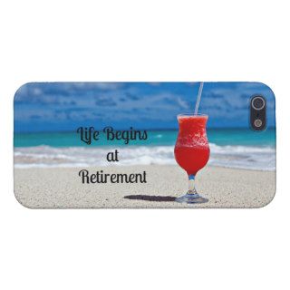 Life Begins at Retirement, frosty drink on beach Covers For iPhone 5