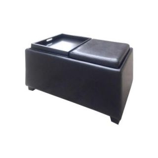 Home Decorators Collection Brexley Double Storage Leather Ottoman with Tray in Black SF 1301002B