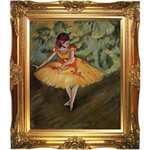 24 in. x 20 in. Dancer Making Points Hand Painted Framed Oil painting DG2787 FR 6996G20X24