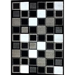 Modern Deco Black Squares Rug (5'2 x 7'2) Runner Rugs