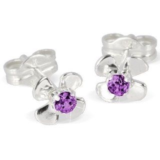 SilberDream earring flower with purple Zirkonia 925 Sterling Silver SDO508V SilberDream Jewelry