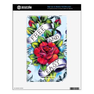 Free and Easy watercolor rose tattoo art. Decals For The NOOK Color