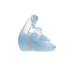 Daum Crystal Light Blue Swan Couple   Collectible Figurines
