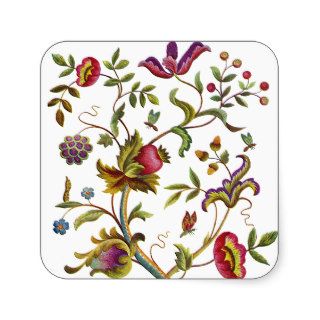 Traditional Tree of Life Embroidery Pattern Square Sticker