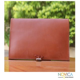 Leather 'Tan Indulgence' iPad Case (Ghana) Novica Leather Bags