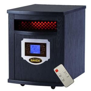 SUNHEAT 1500 Watt Infrared Electric Portable Heater with Remote Control, LCD Display and Cabinetry   Black 400210020