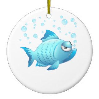 Grumpy Fish Cartoon Christmas Tree Ornaments