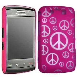 Blackberry Storm 2 9550 Silver Peace Signs on Hot Pink Purpleish Snap On Protective Case Cover Cell Phones & Accessories