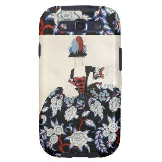 ELEGANT LADY FLORAL DRESS WITH BLACK WHITE FLOWERS GALAXY SIII CASES
