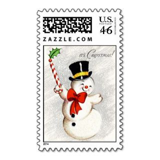 Dancing Snowman, Vintage Christmas Postage
