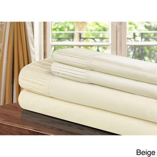 Luxury Home Collection 4 piece Pleated Microfiber Sheet Set Chic Sheets
