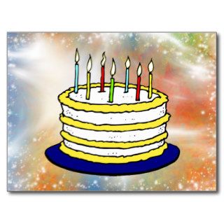 Happy Birthday Cake Bright Sparkles Postcards