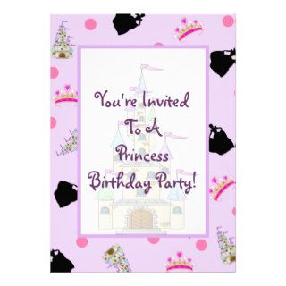 Purple Princess, Castle and Crown Birthday Party Personalized Announcement