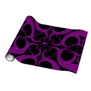 Purple Gothic Heart Fractal Wrapping Paper