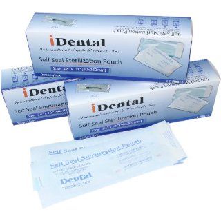 Sterilization Pouch Dental Products and Supplies   iDental Self Sealing with Triple Sealed Seams and Fluid Resistant Sterilization Pouch 3.5" X 10" in Clear Blue Color, Comes in 3200 Pieces per Order Science Lab Autoclave Accessories Industrial