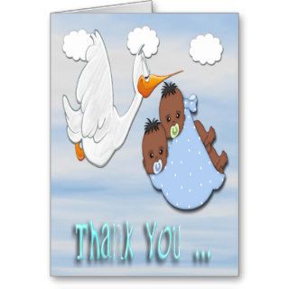 Twin Boys   Stork B Baby Shower Thank You card