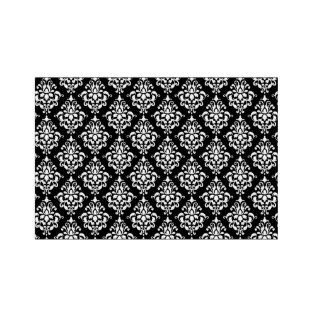 Black White Vintage Damask Pattern 1 Lawn Sign