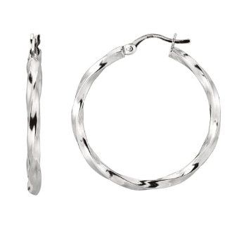 Silver Twisted Hoop Earrings Jewelry