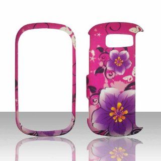Purple Flowers LG Octane VN530 Verizon Case Cover Phone Hard Cover Case Snap on Faceplates Cell Phones & Accessories