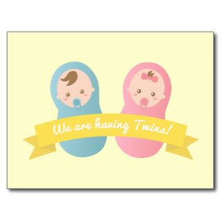 Expecting Twins   Cute baby boy and girl Post Cards