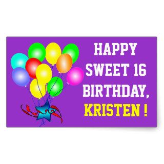 Any Name & Color Happy Sweet 16 Birthday Stickers