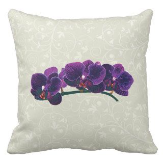 Dark Purple Phalaenopsis Orchids Throw Pillows