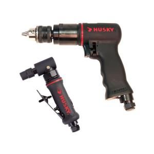 Husky 2 Piece Air Tool Kit with 3/8 in. Reversible Drill and 1/4 in. Angle Die Grinder DISCONTINUED CAT1559