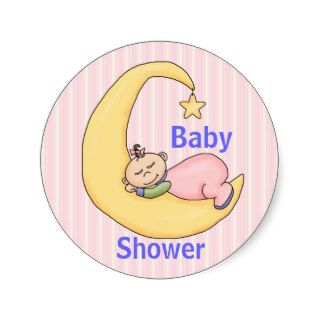 Sleeping Baby Girl Shower Envelope Seal Round Stickers