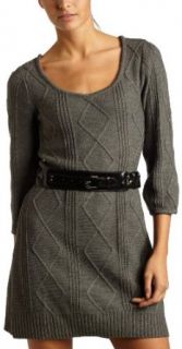XOXO Juniors Belted Sweater Dress, Grey, Medium