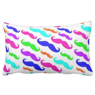 Neon bright colors mustaches decor pillow