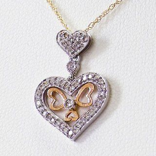 14K Rose Gold Diamond Heart Pendant with 16in. chain CoolStyles Jewelry