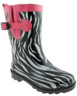 Capelli New York Shiny Pop Zebra Printed Girls Sporty Rainboot Black Combo 1/2 Shoes