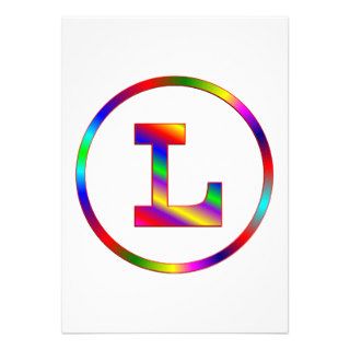 Letter L Rainbow Custom Invitation