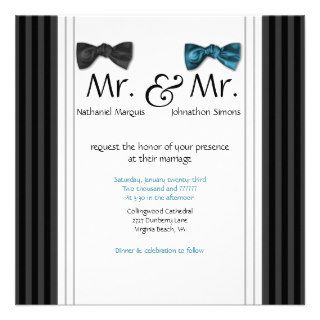 Mr. & Mr. Bow Ties & Pin Striped Wedding Invite