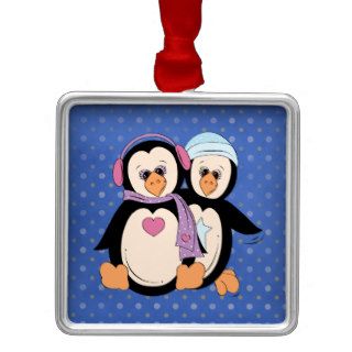 Cute Little Penguin Couple Christmas Ornaments