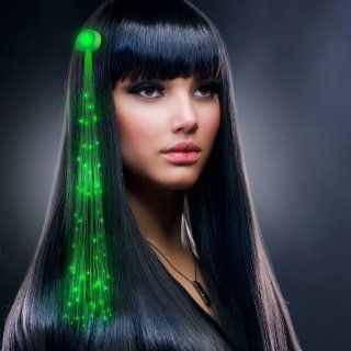 Green Light Up LED Hair Sparkle Clip Extensions Health & Personal Care