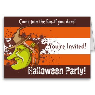 Green Witch Halloween Invitation Card