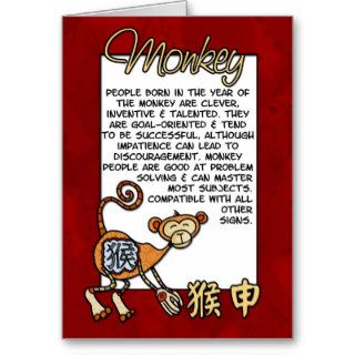 Chinese Zodiac   Monkey Card