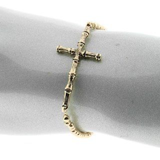 Br 1730 54 Bamboo Cross Bead Gold Plated Bracelets Jewelry