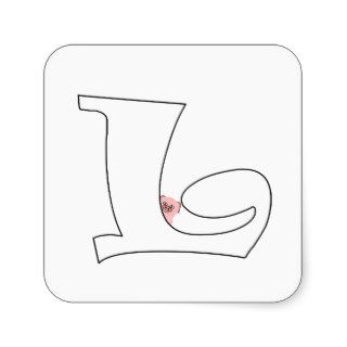Monogram Pig Letter L Square Sticker