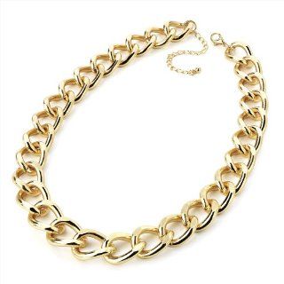 Gold Tone Chunky Curb Link Style Chain Fashion Necklace Jewelry