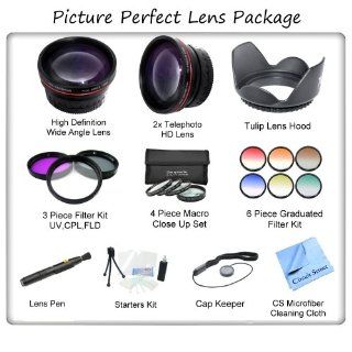 Picture Perfect Lens Kit for the Canon EOS Rebel T2i (EOS 550D), Rebel T3i (EOS 600D), Rebel T4i (EOS 650D), Rebel T5i (EOS 700D) Digital SLR Cameras Includes   Wide Angle Lens, Telephoto Lens, 3 Piece Professional Filter Kit, Tulip Lens Hood, 4 Piece Mac