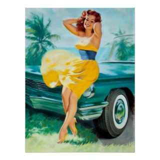 In Yellow Dress Pin Up Poster