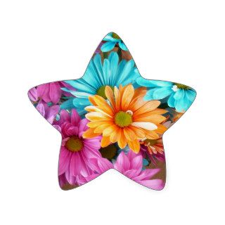 Multi Colored Daisy Star Star Sticker