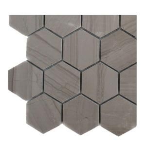 Splashback Tile Athens Grey Hexagon Polished Marble Floor and Wall Tile   6 in. x 6 in. x 8 mm Floor and Wall Tile Sample (1 sq. ft.) L5D3 STONE TILE