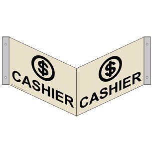 Cashier Black on Almond Sign NHE 9655Tri BLKonAlmond Information  Business And Store Signs 
