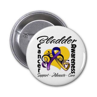 Bladder Cancer Awareness Heart Ribbon Buttons