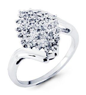 Solid 14k White Gold Bypass 0.40 Ct Round Diamond Ring Jewelry
